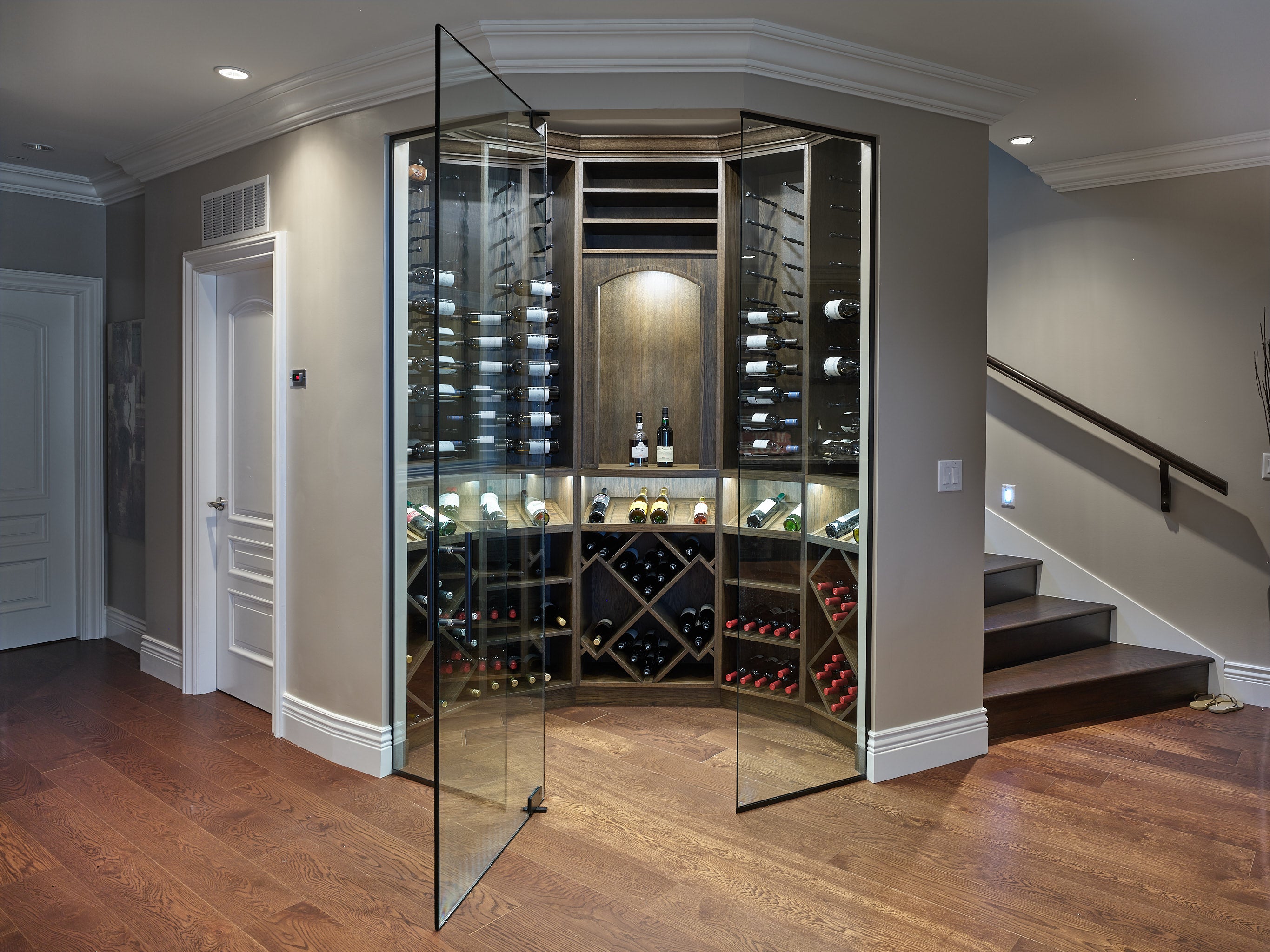 Glass enclosed wine cellar cost online