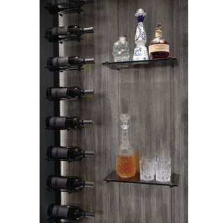 Floating Grey Glass Shelves for Liquor Bottles