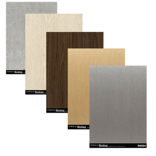 caption Customize your panel finish with Bodaq Interior Film. Choose from concrete, white oak, dark walnut, gold or silver. Contact us for a quote.
