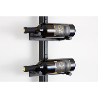 Caption Close-Up Of Cross Supports With Single-Deep Pegs For Label-Forward Wine Bottle Display