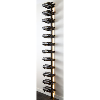 Caption Modern Aluminum Wall-Mounted Wine Rack With Double-Deep Pegs And Optional Lighting Kit