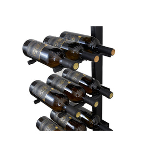 Caption Close-Up Of Black Triple-Deep Wine Pins Loaded With Bottles