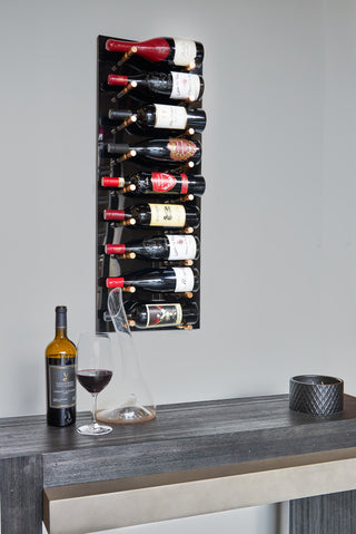 caption Black Panel with Single Deep Satin Gold Pegs (discontinued peg finish, available while stock lasts)