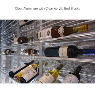 Millesime display Wine Rack - Label forward wine rack display clear aluminum with clear acrylic end blocks label forward display