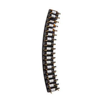 caption Black panel and single deep gold pegs