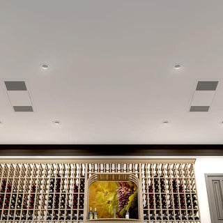 WhisperKOOL 9000 twin ceiling mount ductless cooling system installed example minimalistic design wine refrigeration system
