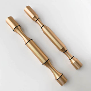 caption Double Deep Bright Gold Pegs with Black Rubber Rings (discontinued peg finish, available while stock lasts)