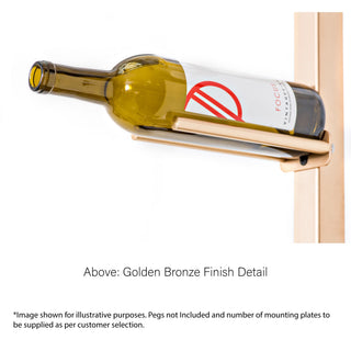 Vino Post & Plates - Floor to Ceiling Mounting System for Cork Forward Wine Pegs 1 bottle wide cor forward wine rails in golden bronze