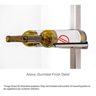 Vino posts & Plates - floor to ceiling Mounting System for cork forward Wine pegs 2 bottle wide in gunmetal finish