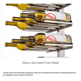 Vino Post & Plates - Floor to Ceiling Mounting System for Cork Forward Wine Pegs 3 bottles wide gunmetal grey