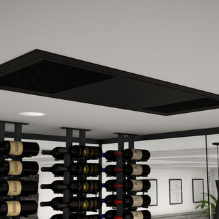 WhisperKOOL recessed 8000 ceiling mount split cooling system installed example a minimal design for large wine cellars  
