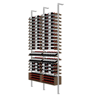 Millesime All-Star Wine Rack - 3 Bottle Deep & 9 Feet High aluminum and wood label forward wine rack