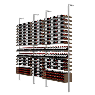 Millesime All-Star Wine Rack - 3 Bottle Deep & 8 Feet High Label and cork forward wine rack display