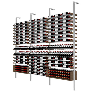 Millesime All-Star Wine Rack - 3 Bottle Deep & 8 Feet High Label and cork forward wine rack display