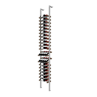 Millesime display Wine Rack - 2 Bottle Deep 1 bottle wide  & 9 Feet High aluminum and wood label forward wine rack