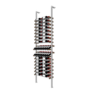 Millesime display Wine Rack - 2 Bottle Deep 2 bottle wide  & 8 Feet High aluminum and wood label forward wine rack