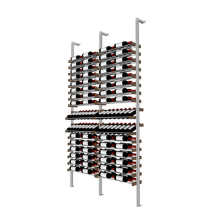 Millesime display Wine Rack - 2 Bottle Deep 4 bottle wide  & 8 Feet High aluminum and wood label forward wine rack