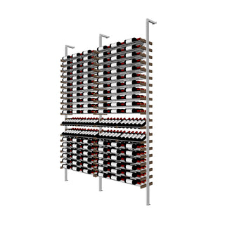 Millesime display Wine Rack - 3 Bottle Deep 6 bottle wide  & 9 Feet High aluminum and wood label forward wine rack