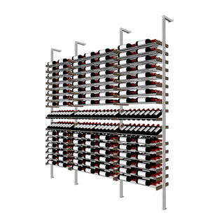 Millesime display Wine Rack - 3 Bottle Deep 7 bottle wide  & 8 Feet High aluminum and wood label forward wine rack