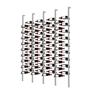 Millesime Floating Bottles Wine Rack - 2 Bottle Deep 8 bottle wide & 8 Feet High floor to ceiling aluminum wine display