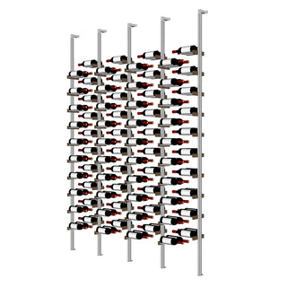 Millesime Floating Bottles Wine Rack - 2 Bottle Deep 8 bottle wide & 9 Feet High floor to ceiling aluminum wine display