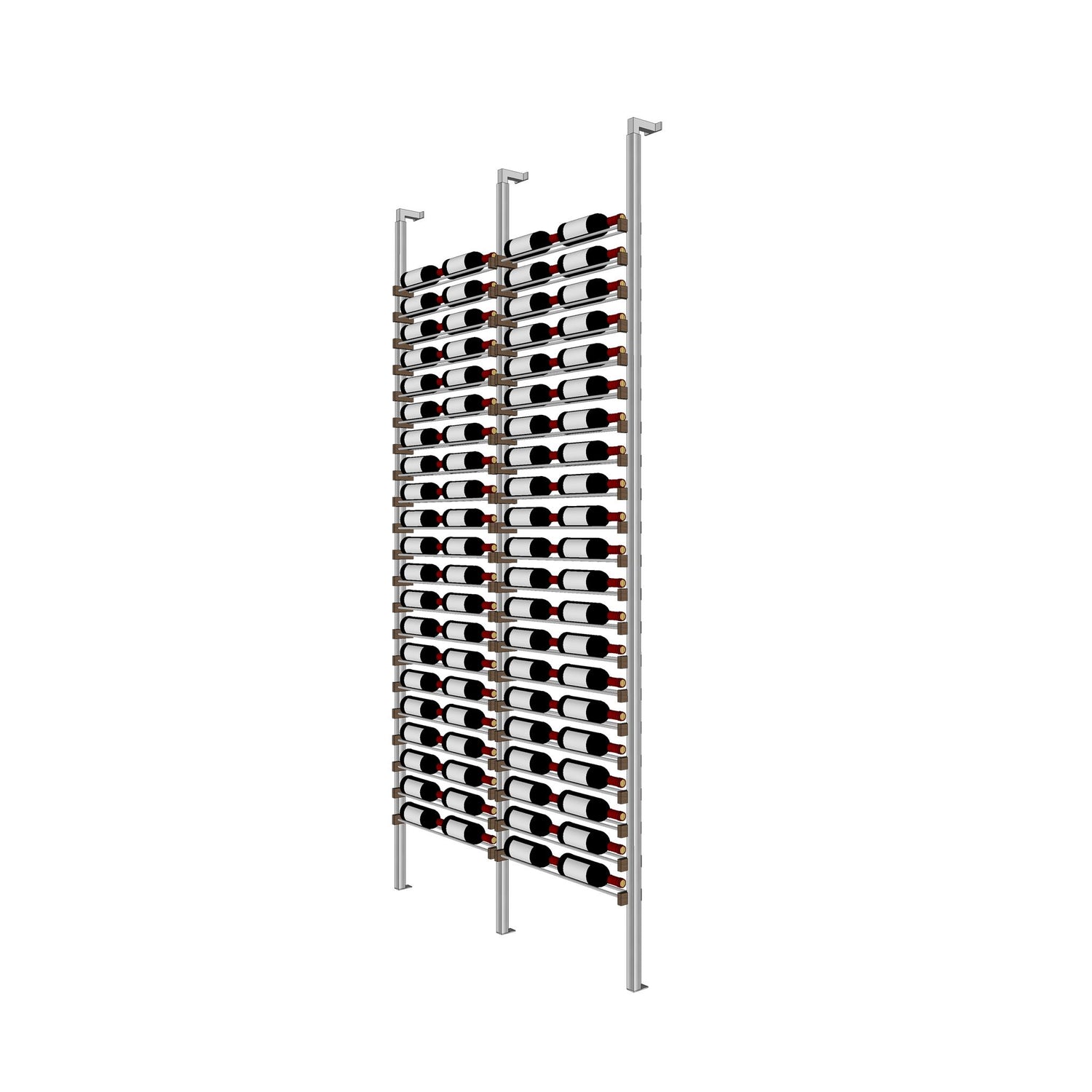Millesime Streamline Wine Rack -4 bottle wide 1 bottle deep & 9 Feet High floor to ceiling label forward wine racks