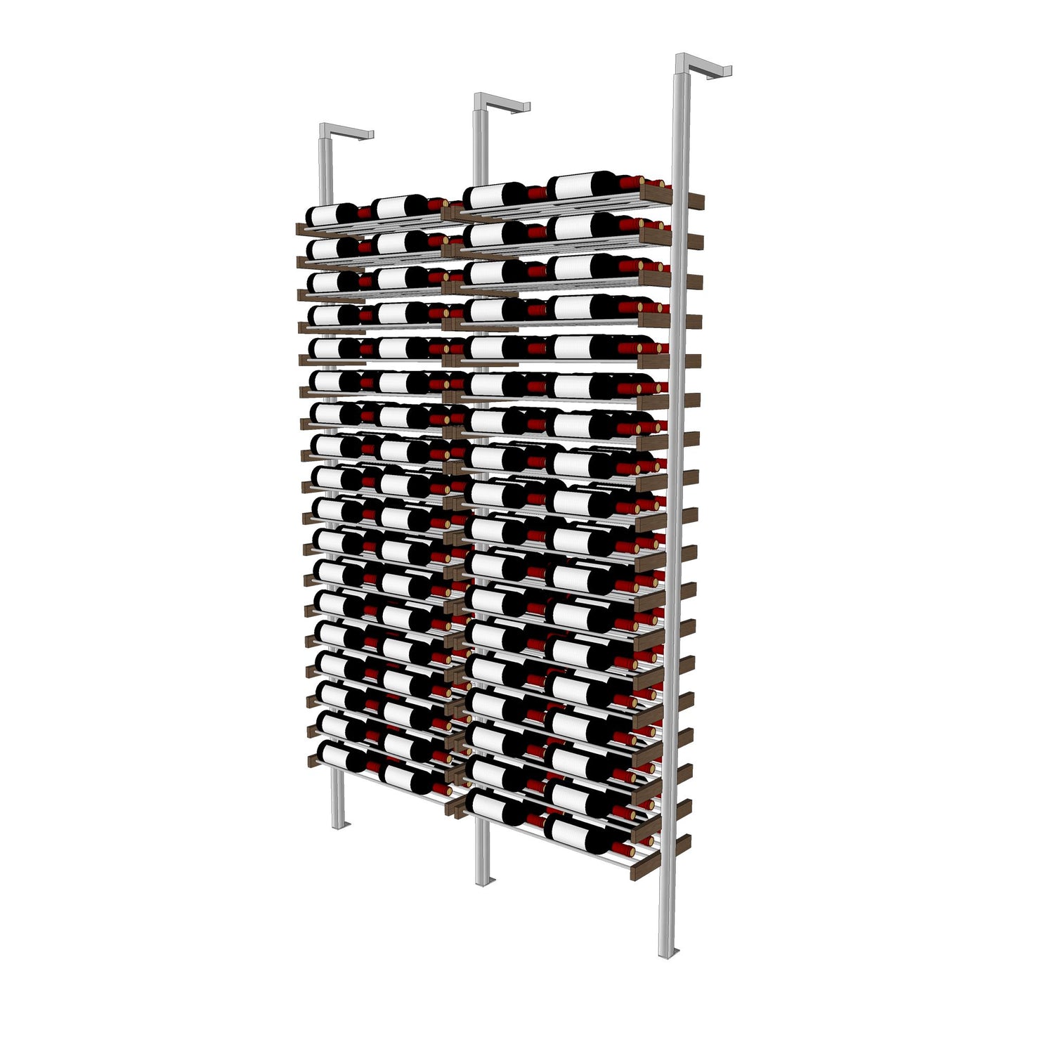 Millesime Streamline Wine Rack -4 bottle wide 3 bottle deep & 8 Feet High label view aluminum wine rack