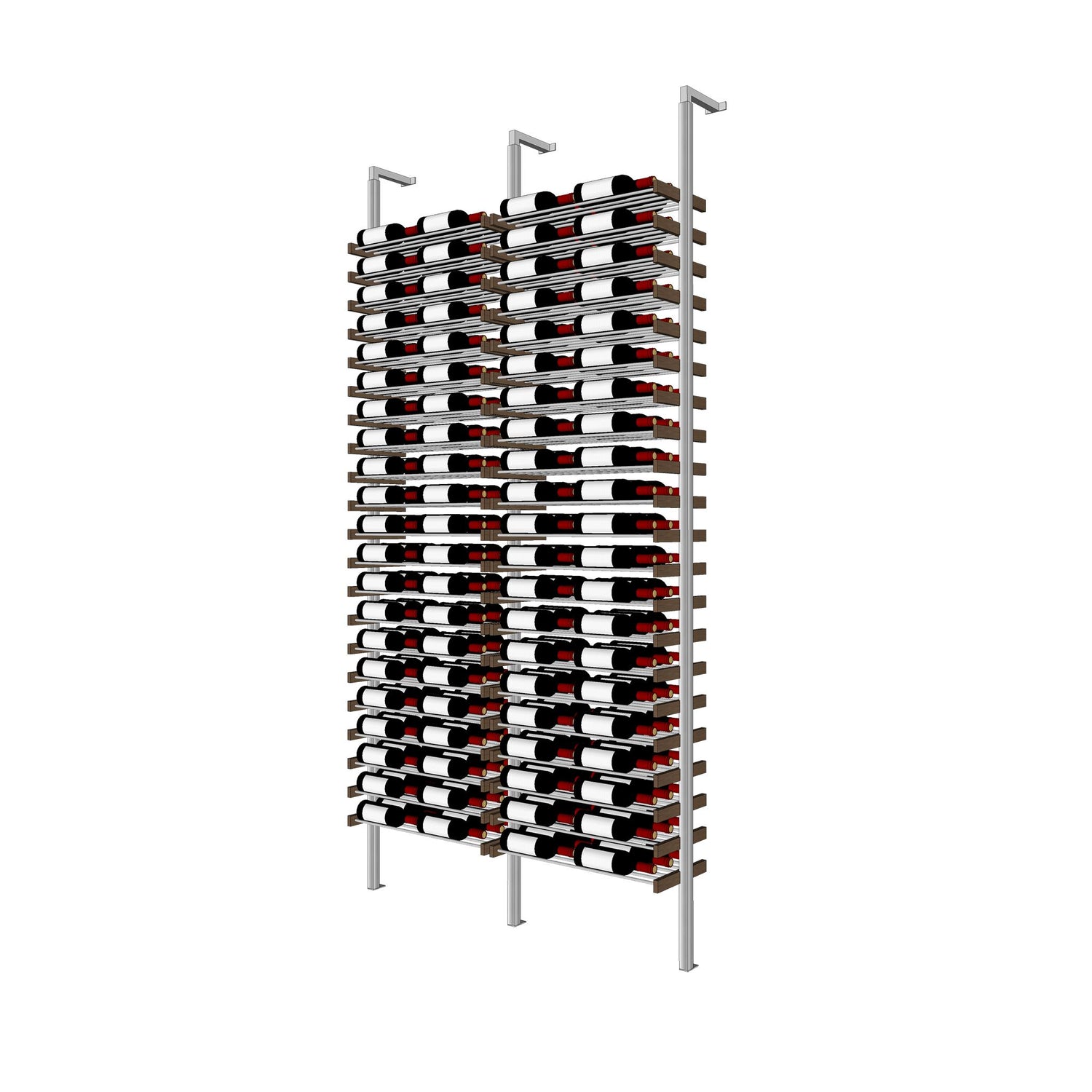 Millesime Streamline Wine Rack -4 bottle wide 3 bottle deep & 9 Feet High label view aluminum wine rack