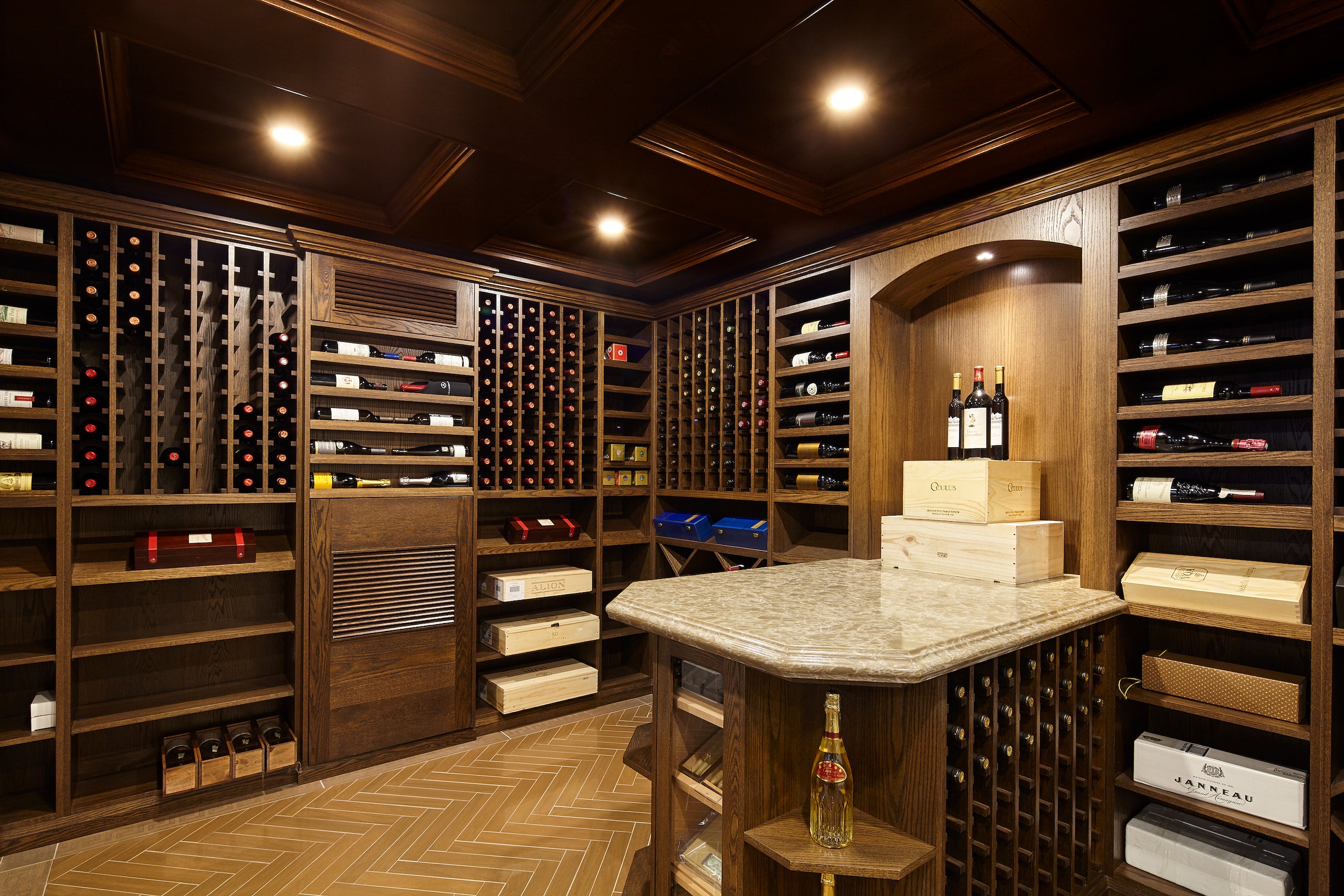 37. Custom Millwork and Float Wine Display Cellar in... – Blue Grouse ...