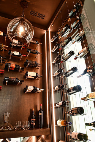 53. Contemporary Atlanta Wine Cellar with Floating Wall Wine...