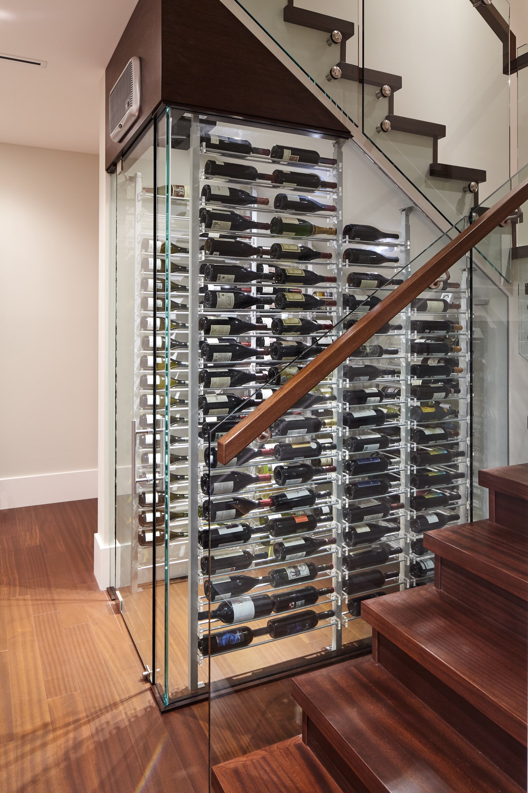 33. Glass, Rails and Acrylic Wine Cellar in West... – Blue Grouse Wine ...