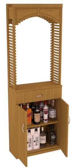 Elementcollection 26Ft Liquor Cellar Arch Base Cabinet Solid Top Combo Oak Stained