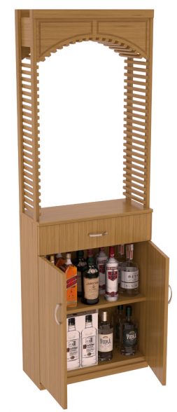 Elementcollection 26Ft Liquor Cellar Arch Base Cabinet Solid Top Combo Oak Stained