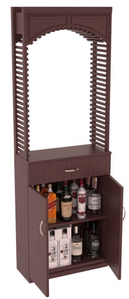 Elementcollection 26Ft Liquor Cellar Arch Base Cabinet Solid Top Combo Walnut Stained