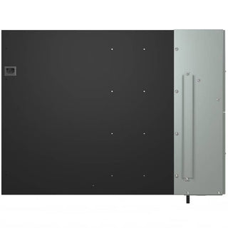 Two metal panels, one black and one gray, on a white background