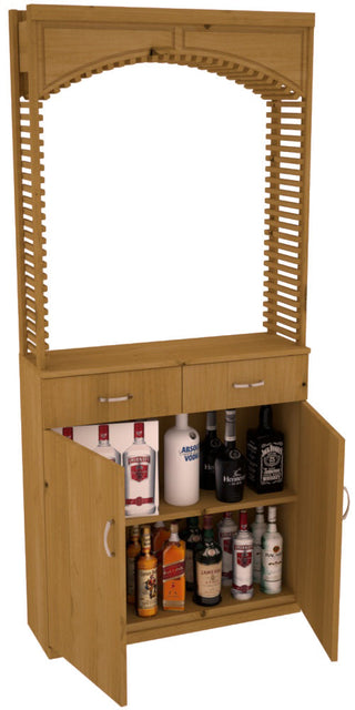 Elementcollection 35Ft Liquor Cellar Arch Base Cabinet Solid Top Combo Oak Stained