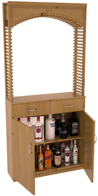 Elementcollection 35Ft Liquor Cellar Arch Base Cabinet Solid Top Combo Oak Stained
