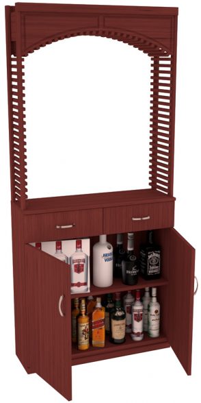 Elementcollection 35Ft Liquor Cellar Arch Base Cabinet Solid Top Combo Cherry Stained
