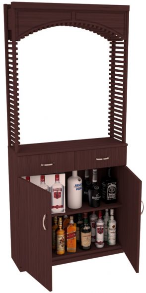 Elementcollection 35Ft Liquor Cellar Arch Base Cabinet Solid Top Combo Walnut Stained