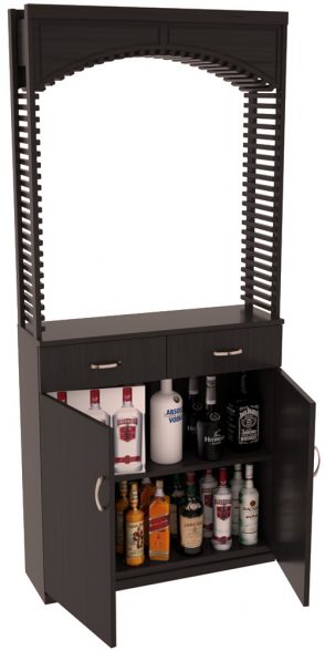Elementcollection 35Ft Liquor Cellar Arch Base Cabinet Solid Top Combo Black Stained