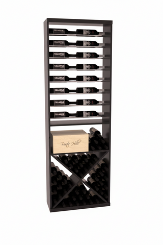 Elementcollection 26 Horizontal Display X Bin Combo Black Metal Rail Cherry Stained