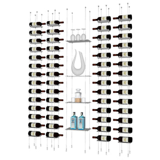 Floating Glass Shelves with Wine Bottles