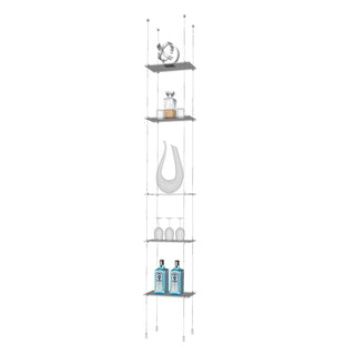 Floating Glass Shelving Unit with 5 Shelves