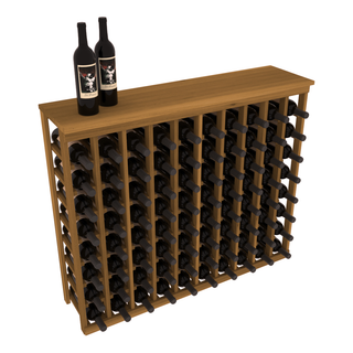 Elementcollection 10 Column Wood Wine Island Rack With Top Oak Stained