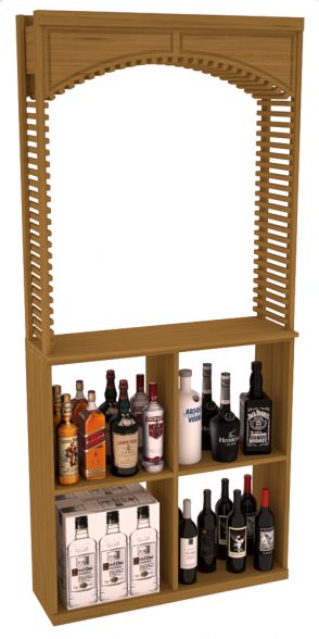 Elementcollection 35Ft Liquor Cellar Arch Case Bin Solid Top Combo Oak Stained