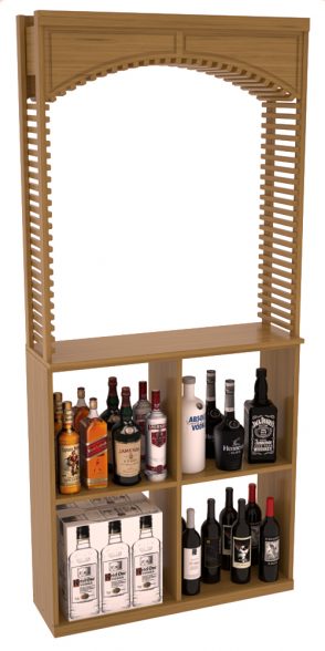 Elementcollection 35Ft Liquor Cellar Arch Case Bin Solid Top Combo Oak Stained