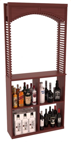 Elementcollection 35Ft Liquor Cellar Arch Case Bin Solid Top Combo Cherry Stained