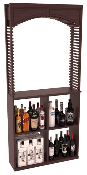 Elementcollection 35Ft Liquor Cellar Arch Case Bin Solid Top Combo Walnut Stained