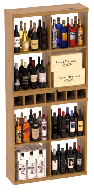 Elementcollection Liquor Case Bin X2 Cubby Combo Oak Stained