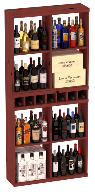 Elementcollection Liquor Case Bin X2 Cubby Combo Cherry Stained